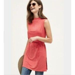 Anthropologie Dolan Fina Coral Tunic Dress Sleeveless High Neck  Size Large